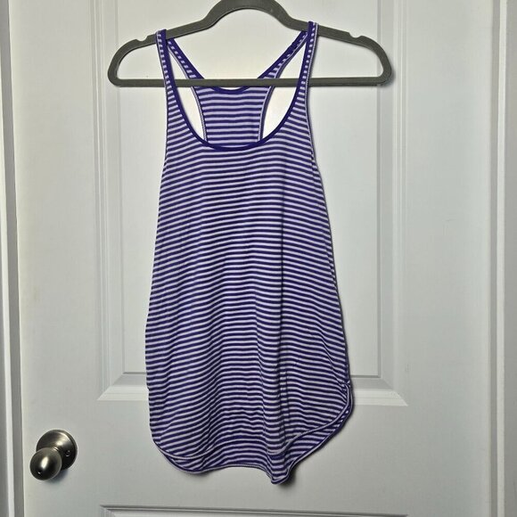 Lululemon What The Sport Singlet - 8 Silver Stripe Iris Flower Pretty Purple - Picture 3 of 5